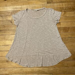 Daily Special Women’s Blouse Size Large Grey Flared Short Sleeve Stretch